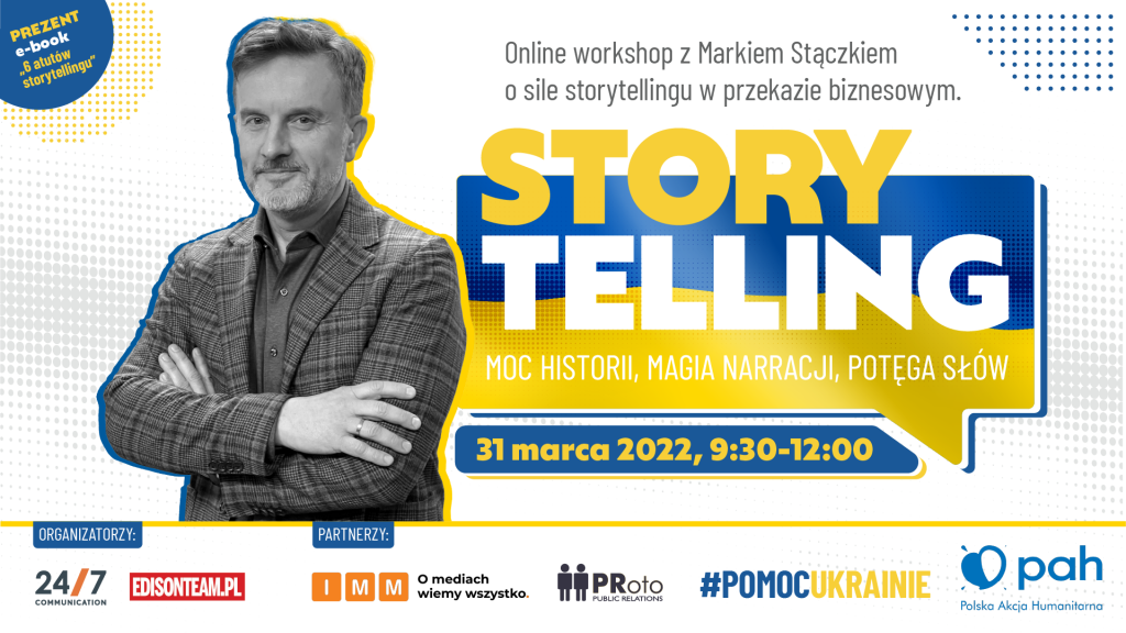 Razem napiszmy budującą historię! IMM partnerem szkolenia „Storytelling: moc historii, magia narracji, potęga słów.” #pomocUkrainie